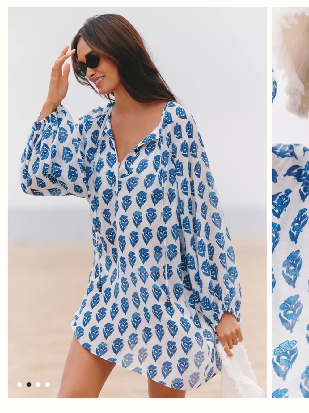 Anthropologie Celandine blockprint zayna tunic coverup dress